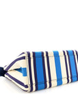 Canapa Vitello Striped Small Tote Turchese