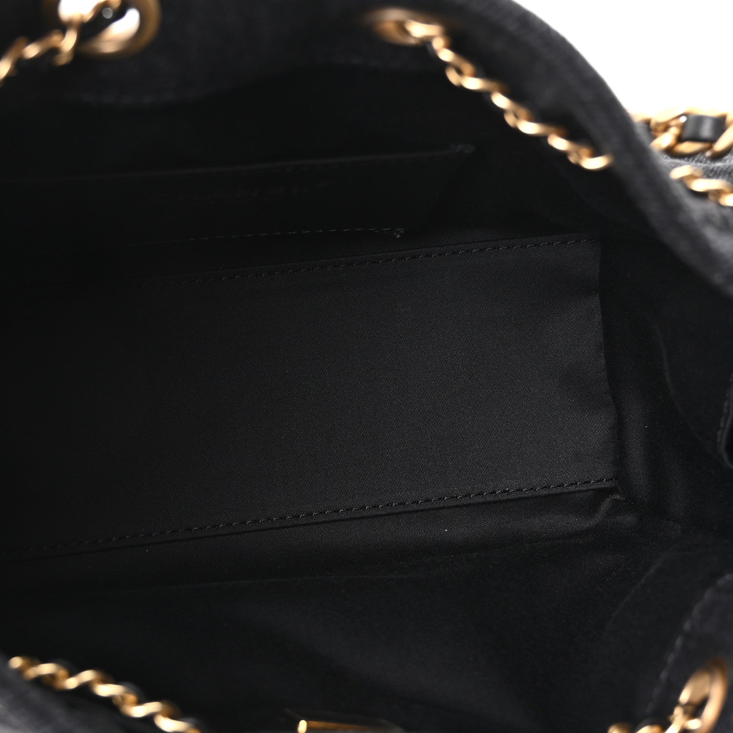 Washed Denim Quilted Mini CHNL 25 Handbag Black