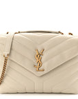 Calfskin Y Quilted Monogram Small Loulou Chain Satchel Crema Soft