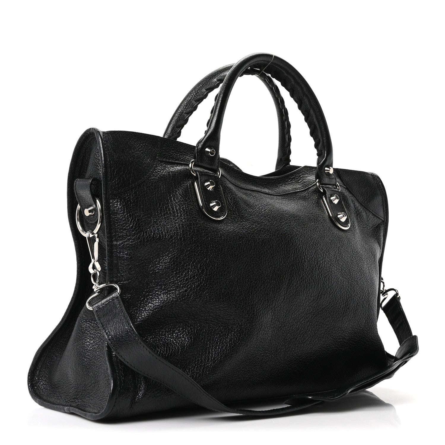 Chevre Silver Metallic Edge Hardware City Black