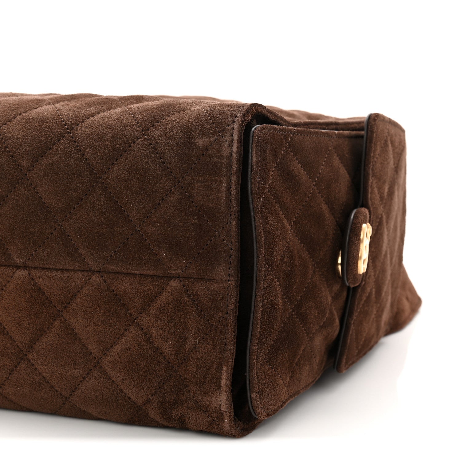 Suede Quilted Medium CHNL 25 Handbag Dark Brown