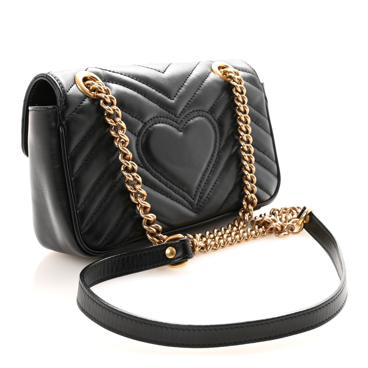Calfskin Matelasse Mini GG Marmont Shoulder Bag Black