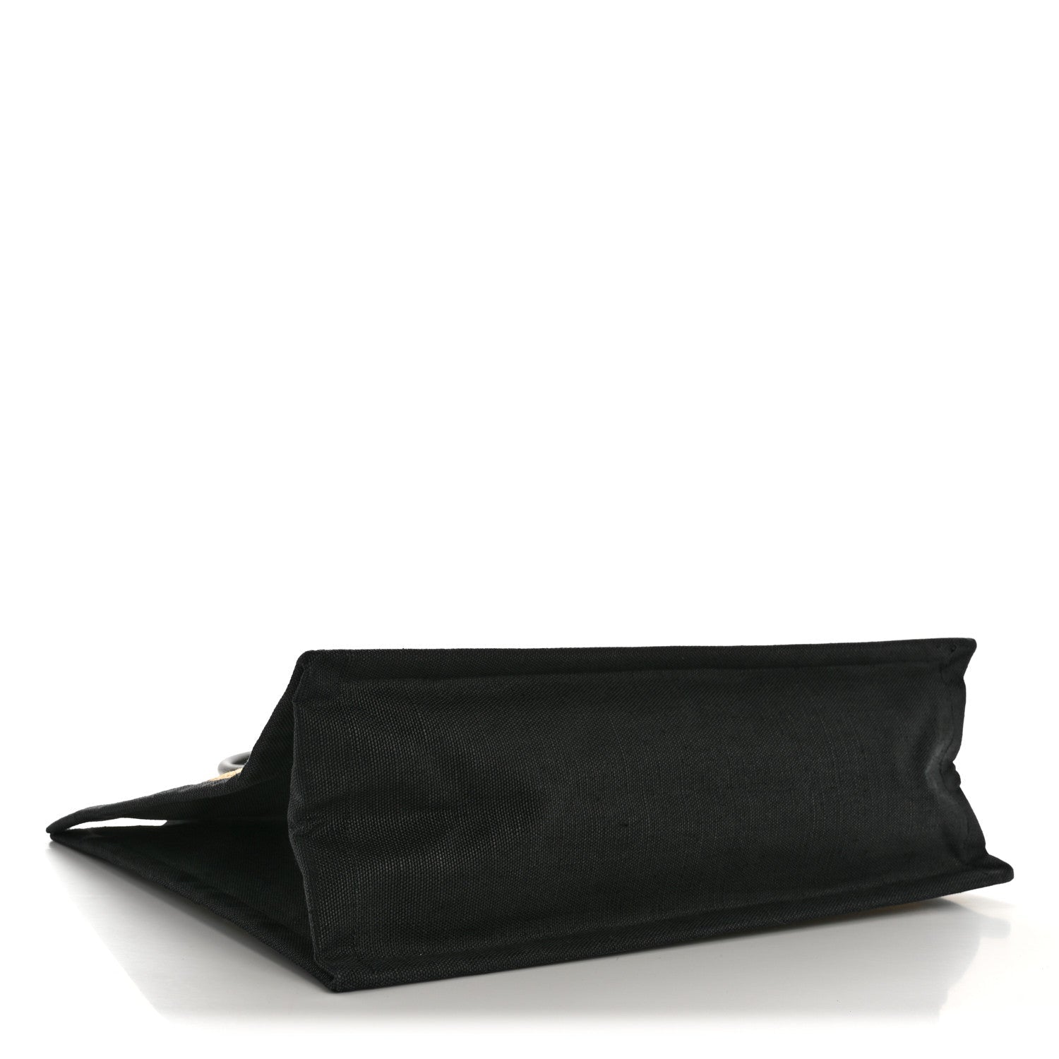 Raffia Linen Calfskin Rive Gauche Tote Naturale Black