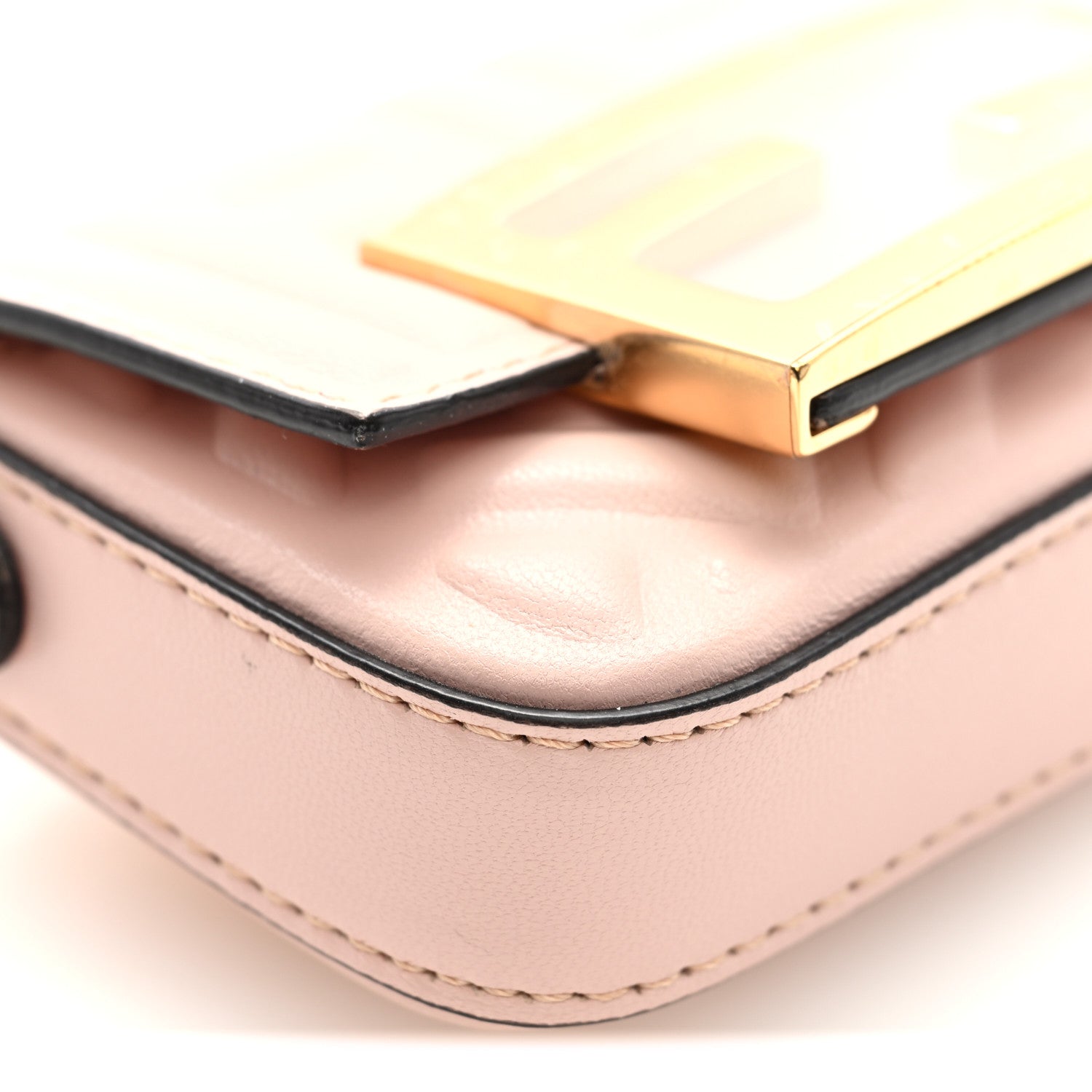 Nappa Matisse FF Embossed Nano Maxi Buckle Baguette Charm Rosa Quarzo