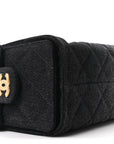 Washed Denim Quilted Mini CHNL 25 Handbag Black