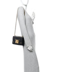 Grained Calfskin Bee Star Small Padlock Shoulder Bag Black