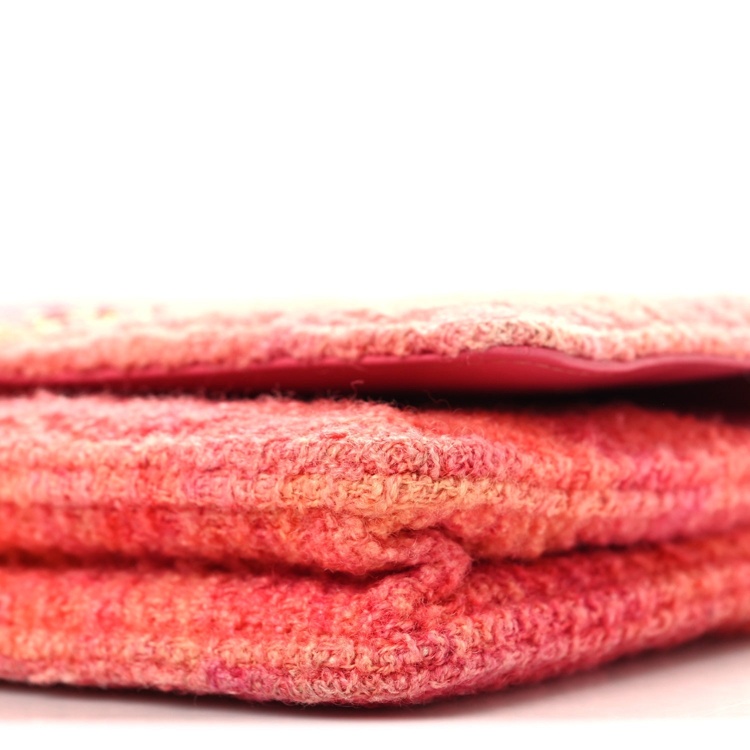 Wool Tweed Lambskin Quilted CHNL 19 Wallet On Chain WOC Coral Pink
