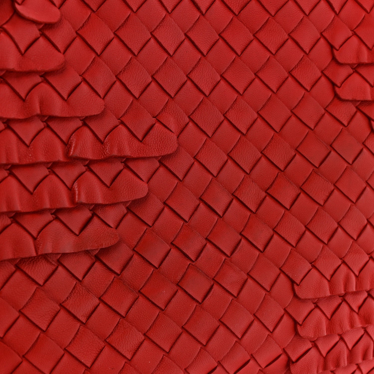 Nappa Intrecciato Ruffle Tote Red
