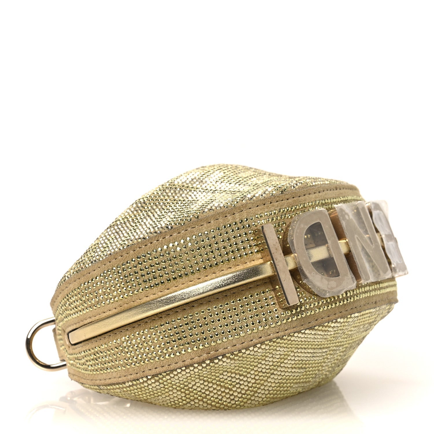 Crystal Vitello Laminato Suede FF Nano FNDIgraphy Hobo Bag Platino
