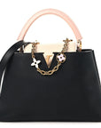 Taurillon Flower Chain Capucines MM Black Cream Pink