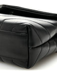 Calfskin Y Quilted Monogram Monochrome Toy Loulou Crossbody Bag Black