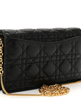 Supple Calfskin Caro Pouch with Chain Black