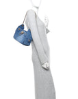 Washed Denim Quilted Mini CHNL 25 Handbag Blue
