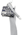 Canvas Embroidered Large Palm Tree Toile De Jouy Book Tote Blue