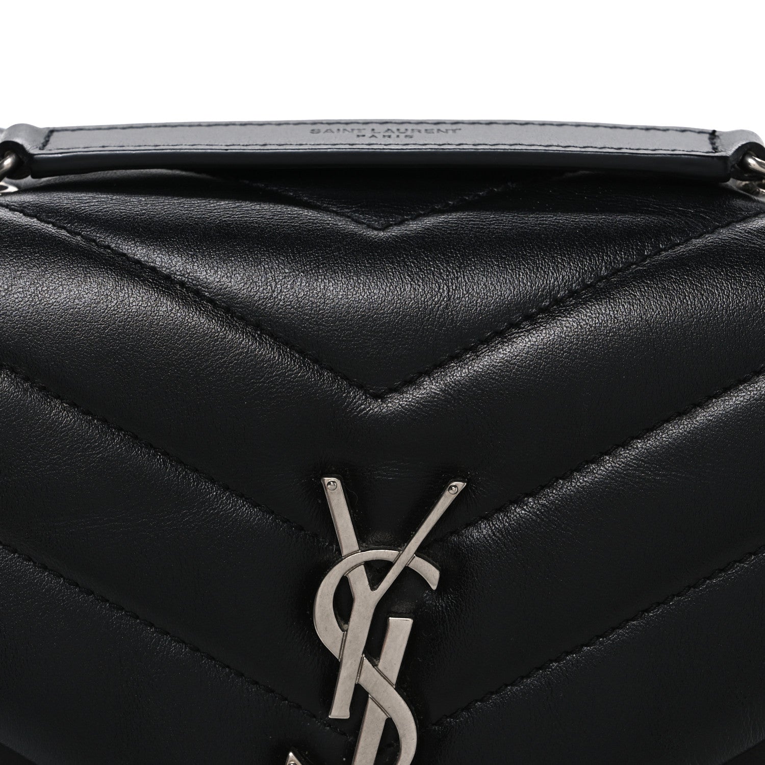 Calfskin Y Quilted Monogram Small Loulou Chain Satchel Black