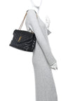 Grain de Poudre Calfskin Y Quilted Monogram Medium Loulou Chain Satchel Black