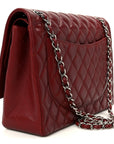 Caviar Quilted Maxi Double Flap Dark Red