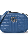 Calfskin Matelasse Aria Mini GG Marmont Chain Shoulder Bag Clear Blue