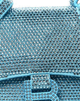 Strass Suede Hourglass Top Handle Bag XS Light Blue