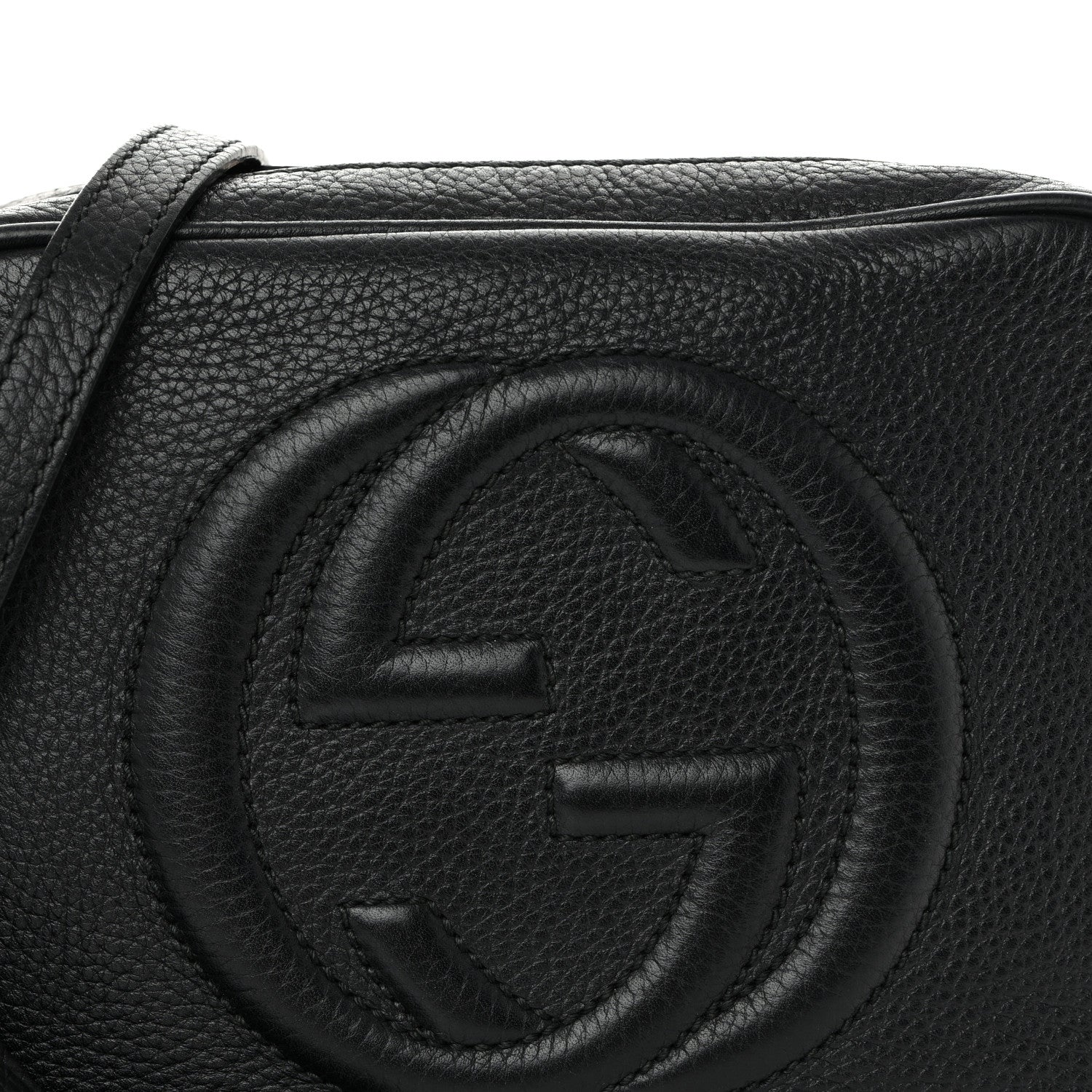 Pebbled Calfskin Small Soho Disco Bag Black