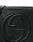 Pebbled Calfskin Small Soho Disco Bag Black