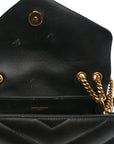 Calfskin Y Quilted Monogram Small Loulou Chain Satchel Black
