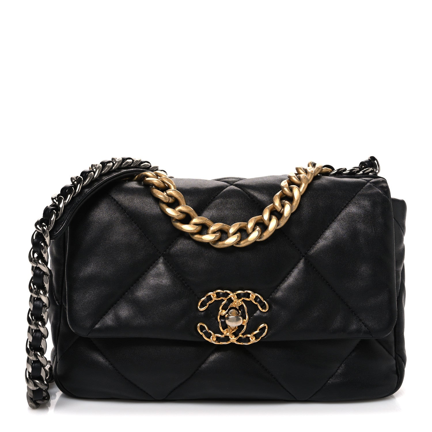 Lambskin Quilted Medium CHNL 19 Flap Black
