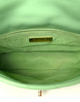 Goatskin Quilted Medium CHNL 19 Flap Light Green