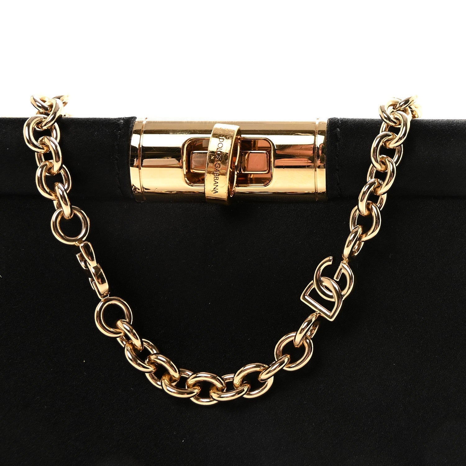 Satin Small Marlene Chain Clutch Black