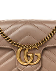 Calfskin Matelasse Super Mini GG Marmont Shoulder Bag Porcelain Rose