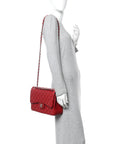 Caviar Quilted Jumbo Double Flap Red