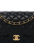 Caviar Quilted Medium Double Flap Black