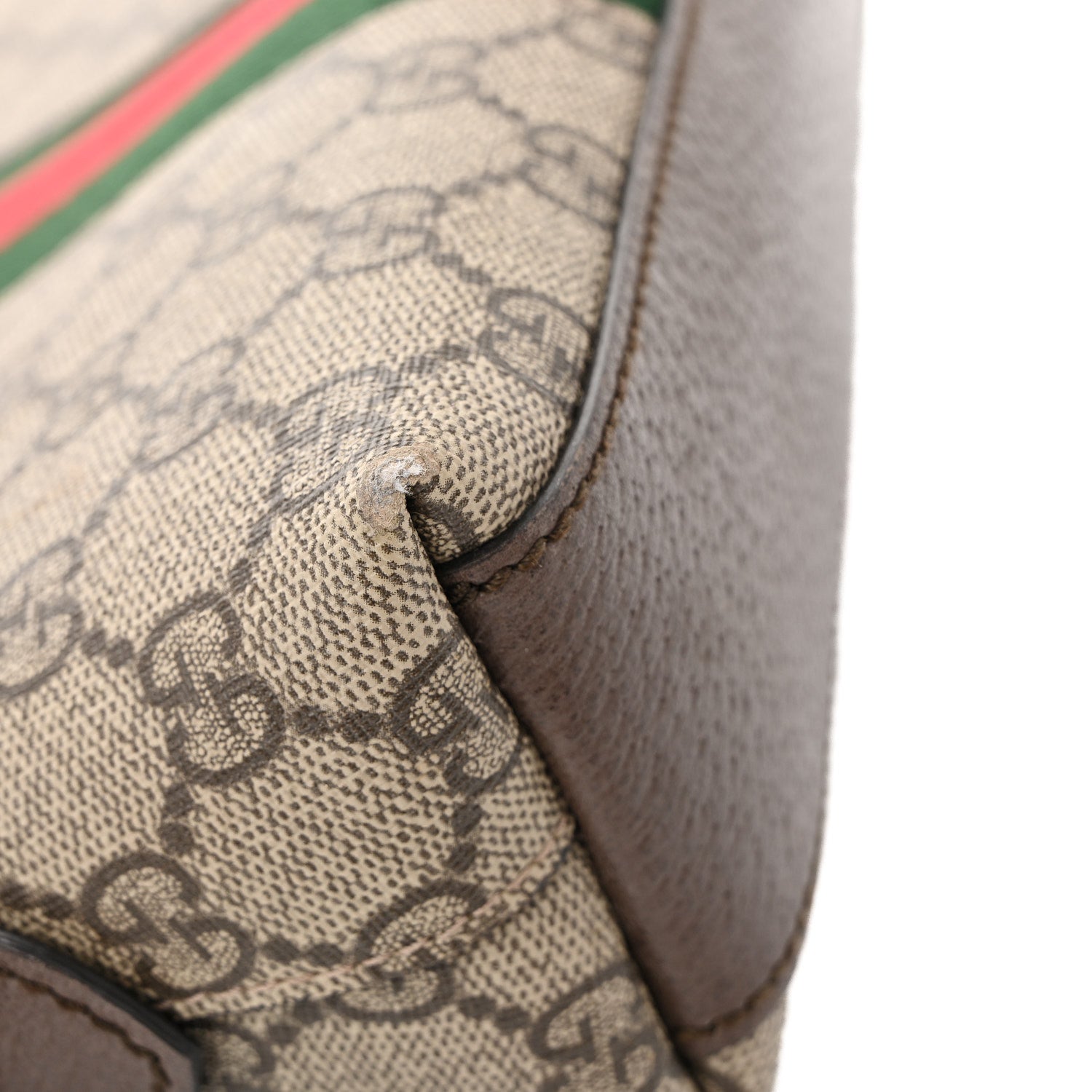 GG Supreme Monogram Textured Dollar Calfskin Web Small Ophidia Dome Shoulder Bag Beige Ebony New Acero