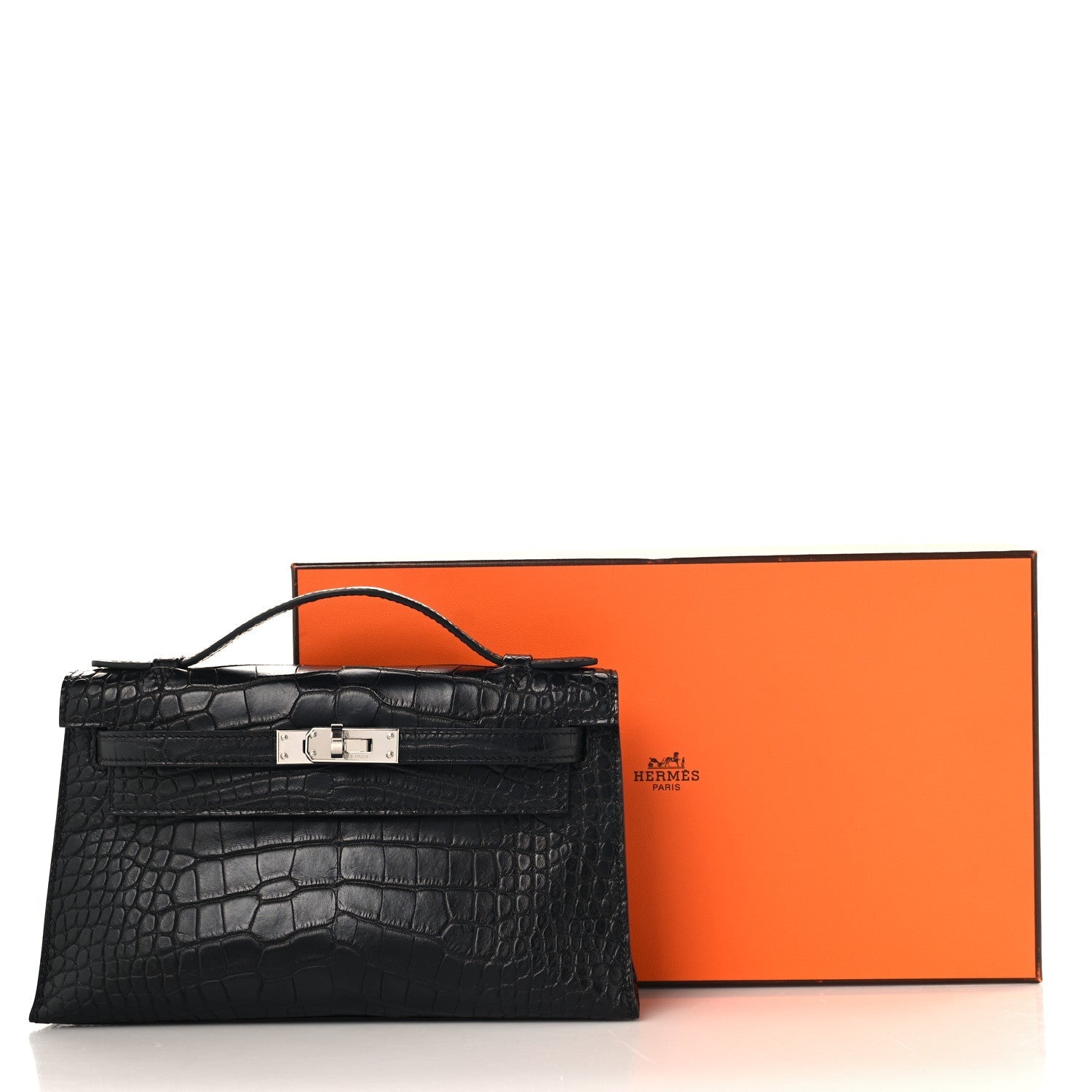 Matte Alligator Kelly Pochette Black