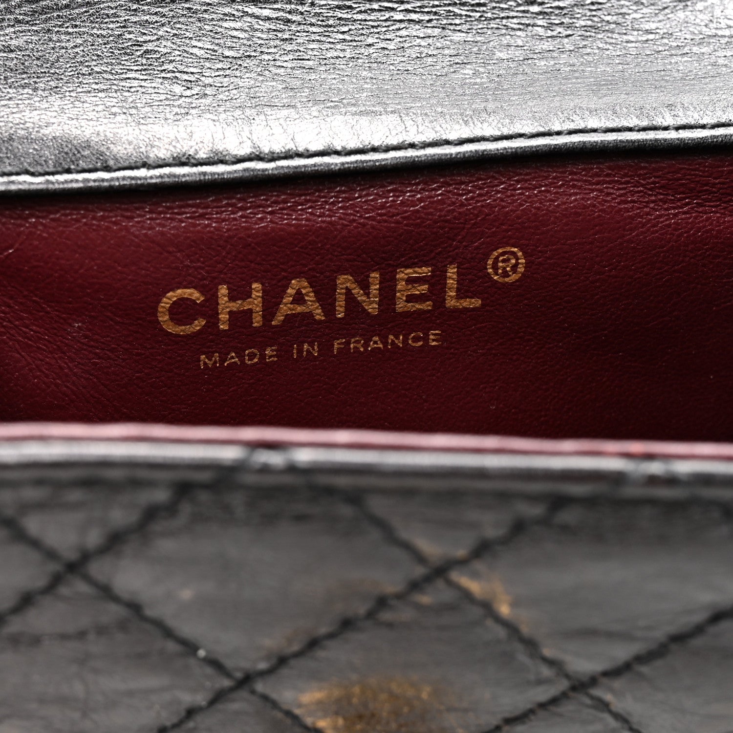 Glazed Calfskin Quilted Reissue Double Flap Clutch Black