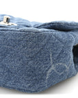 Denim CC Quilted Mini Square Flap Blue