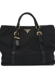 Tessuto Nylon Soft Calf Small Tote Black