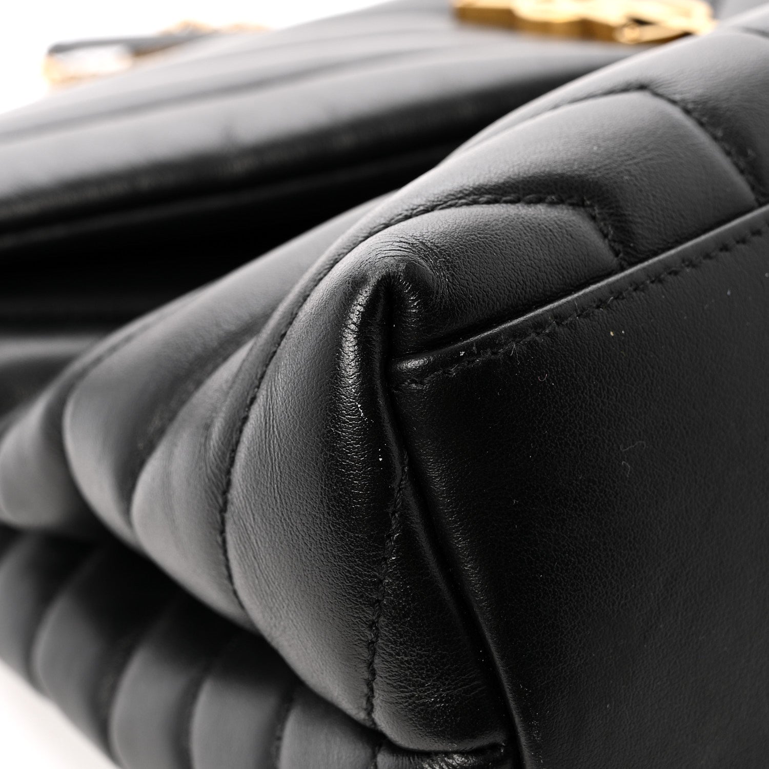 Calfskin Y Quilted Monogram Medium Loulou Chain Satchel Black