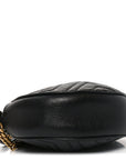 Azalea Calfskin Matelasse Heart Mini GG Marmont Round Shoulder Bag Black