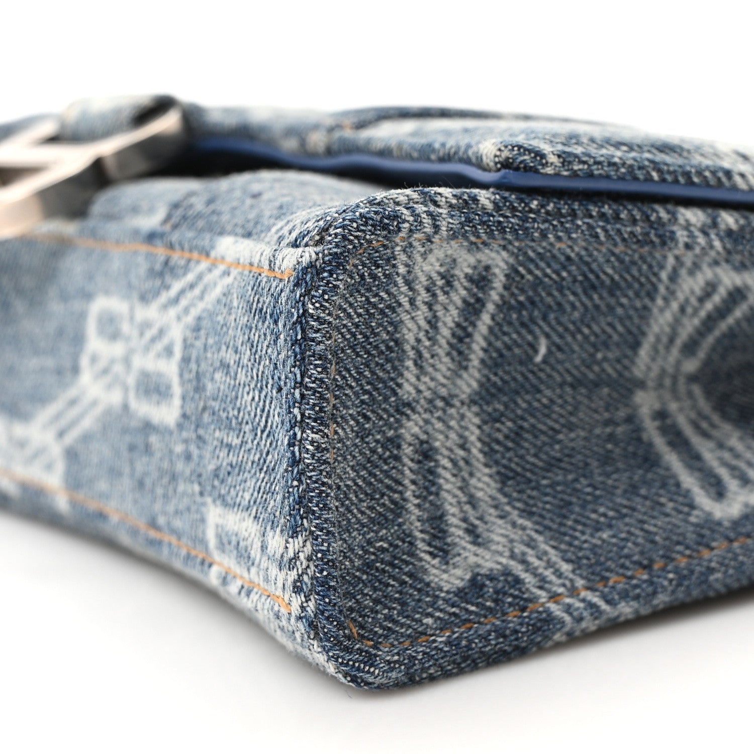 Denim BB Monogram Hourglass Chain Bag Blue