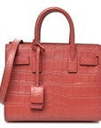 Calfskin Crocodile Embossed Nano Sac De Jour Rose Fonce