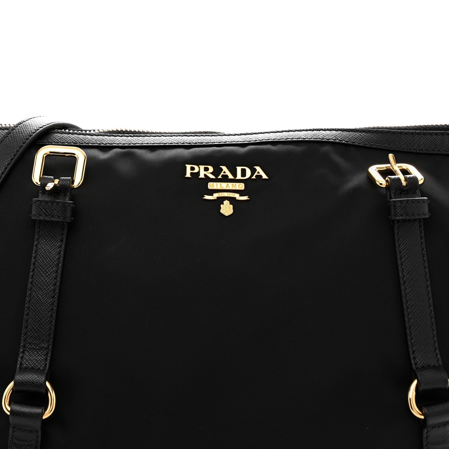 Saffiano Tessuto Nylon Shopping Tote Black