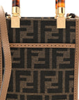 Fabric Jacquard Vitello King Plexiglass FF 1974 Mini FNDI Sunshine Shopper Tote Tobacco Moro Sand