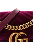 Velvet Matelasse Mini GG Marmont Shoulder Bag Fuchsia Violet Cyclamen