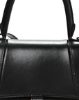 Shiny Box Calfskin Small Hourglass Top Handle Bag Black