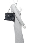 Calfskin Y Quilted Monogram Medium Loulou Chain Satchel Black