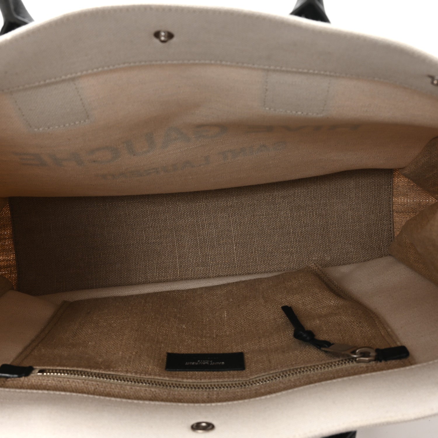 Linen Calfskin Small Rive Gauche Tote Greggio Natural