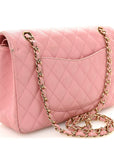 Caviar Quilted Medium Double Flap Light Pink