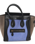 Calfskin Nubuck Suede Micro Tri-Color Luggage Porcelain