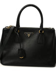 Saffiano Small Galleria Double Zip Tote Black